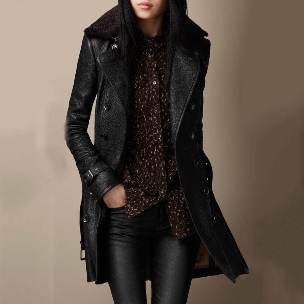 Elara Classic Leather Coat