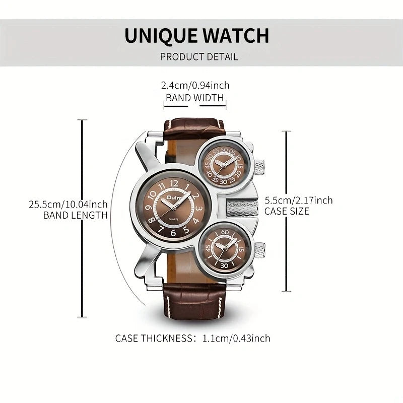Oulm Classic Leather Strap Watch