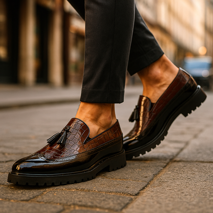 Blackthorn Croc-Effect Tassel Loafers
