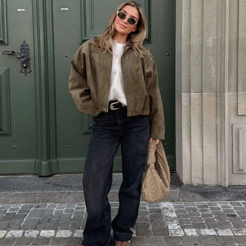 Marcelle™ Suede Bomber Jacket