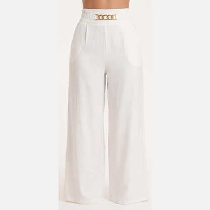 Florenza Gold-Detail Wide Trousers