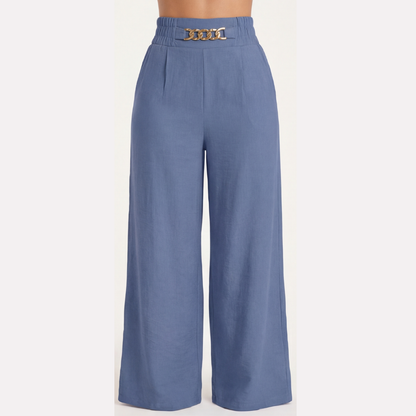 Florenza Gold-Detail Wide Trousers