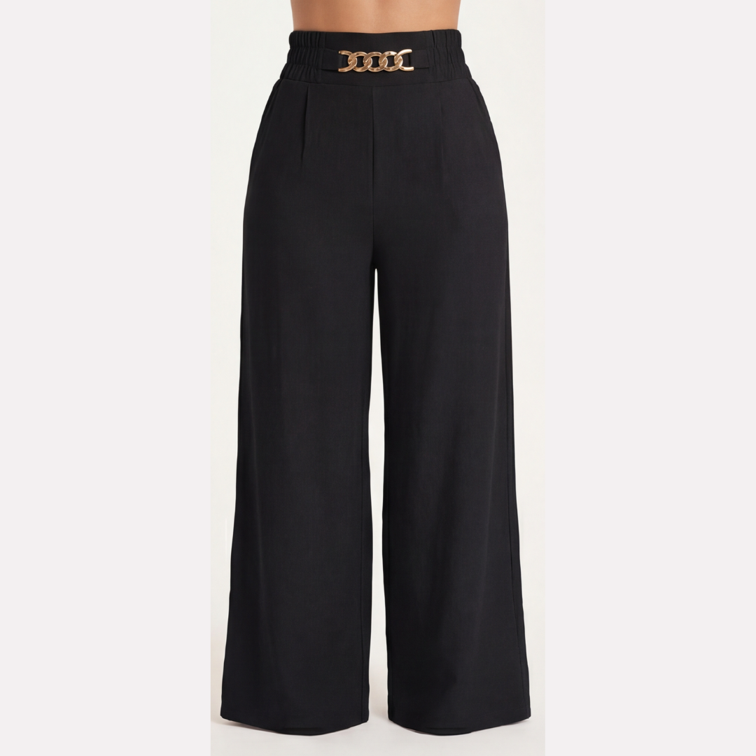 Florenza Gold-Detail Wide Trousers