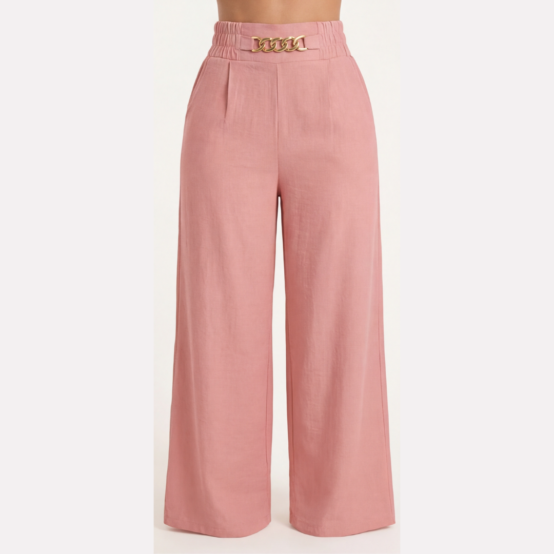 Florenza Gold-Detail Wide Trousers