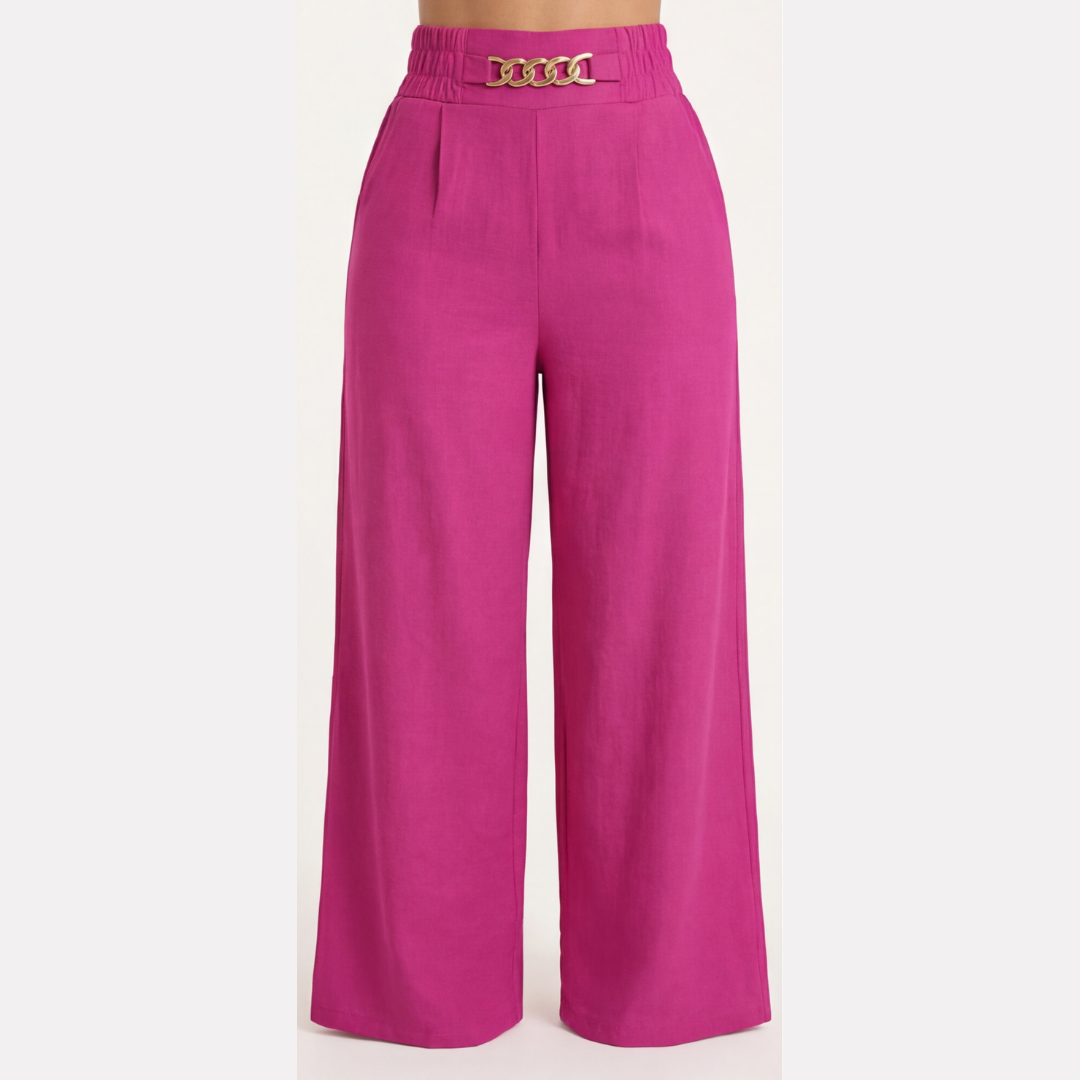 Florenza Gold-Detail Wide Trousers