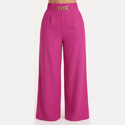 Florenza Gold-Detail Wide Trousers