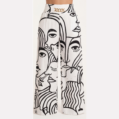 Florenza Gold-Detail Wide Trousers