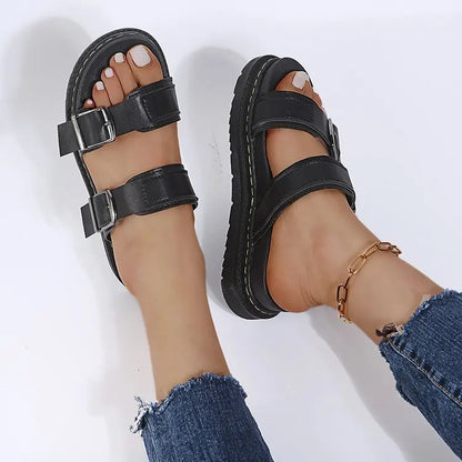 Elira – Retro Lace-Up Sandals with Cushioned Wide Sole