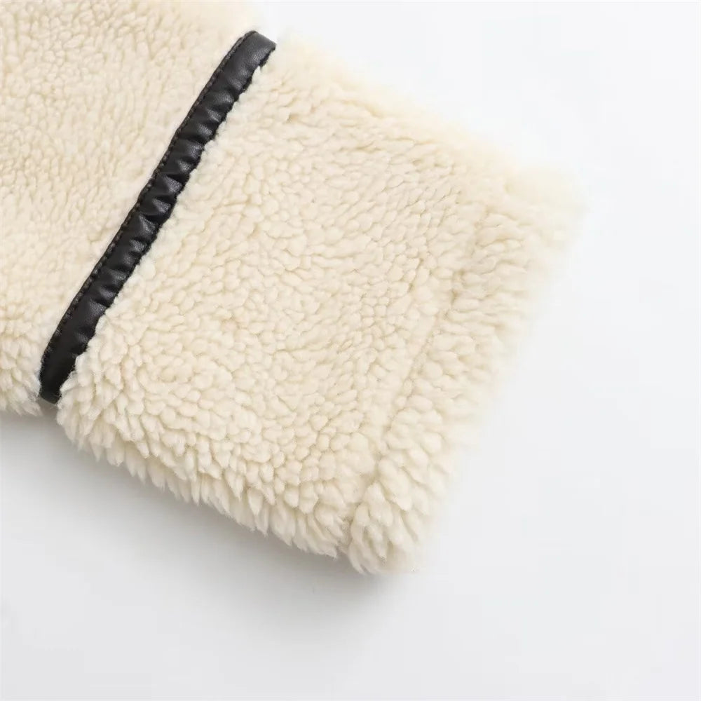 Arwen Contrast-Trim Teddy Jacket