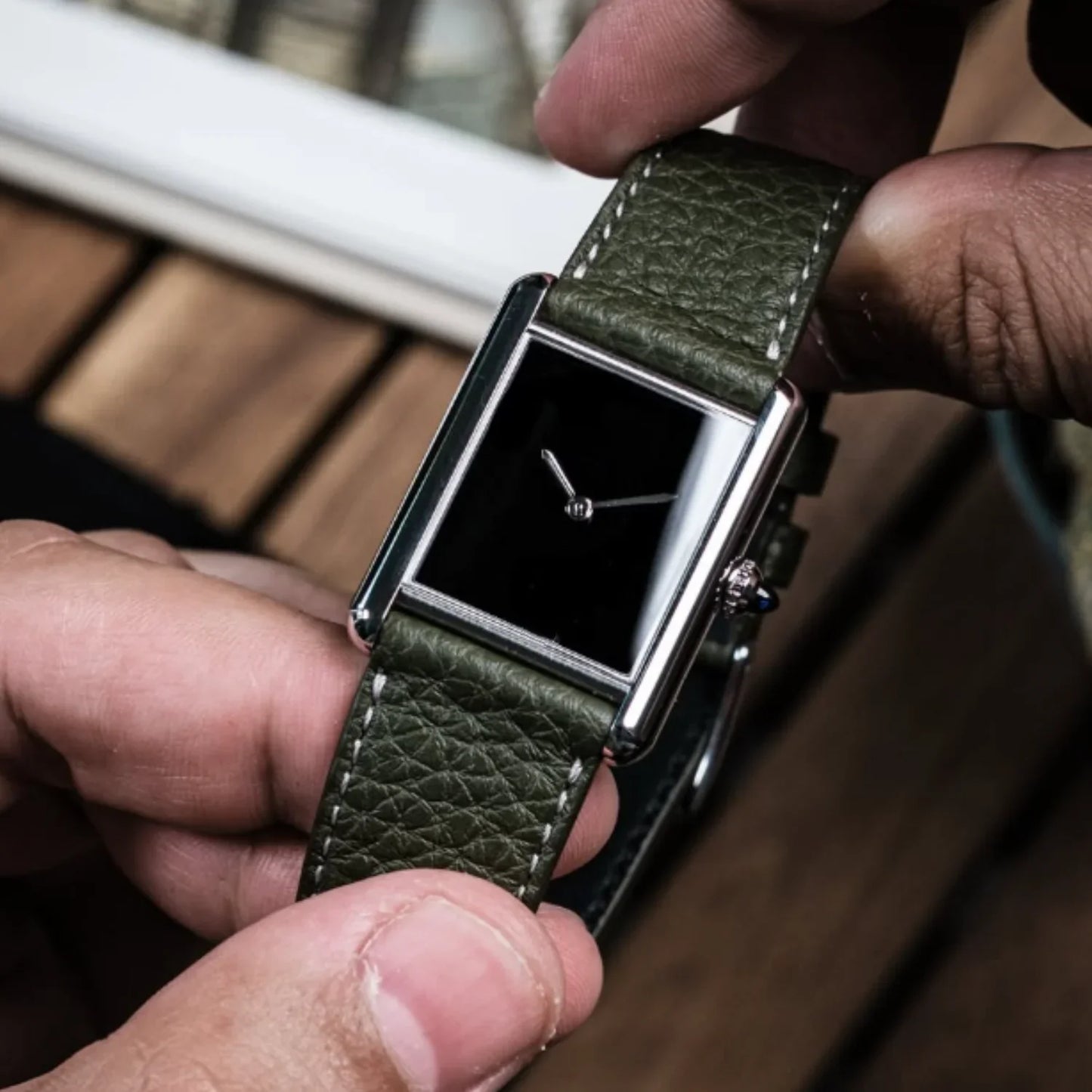 Harrow Square Leather Watch