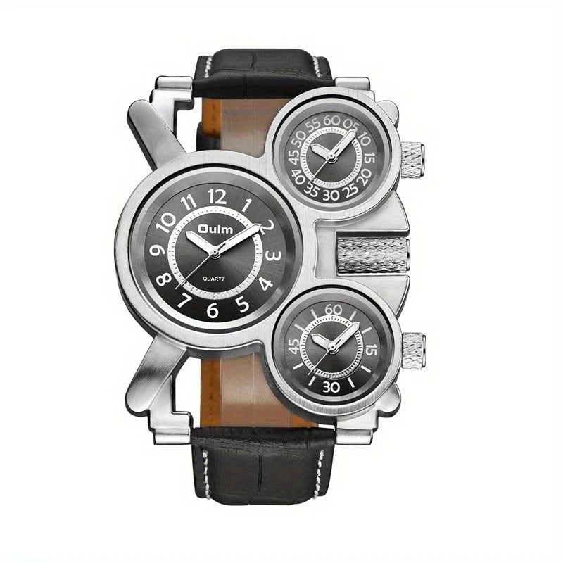 Oulm Classic Leather Strap Watch