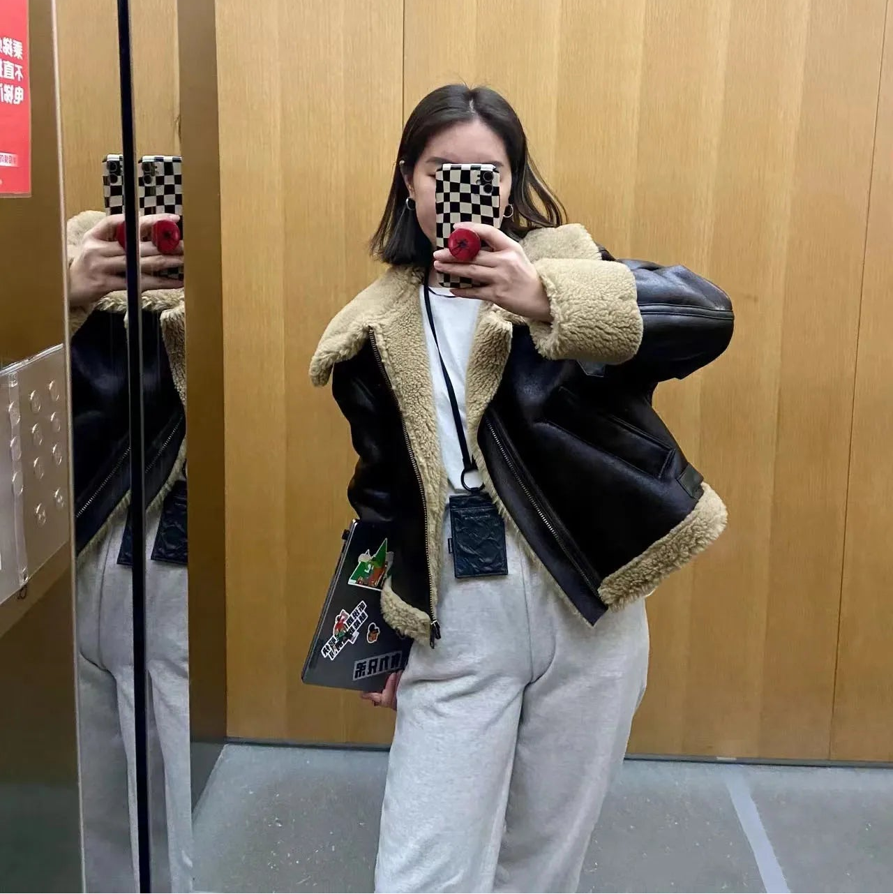 Aurelle Shearling Aviator Jacket
