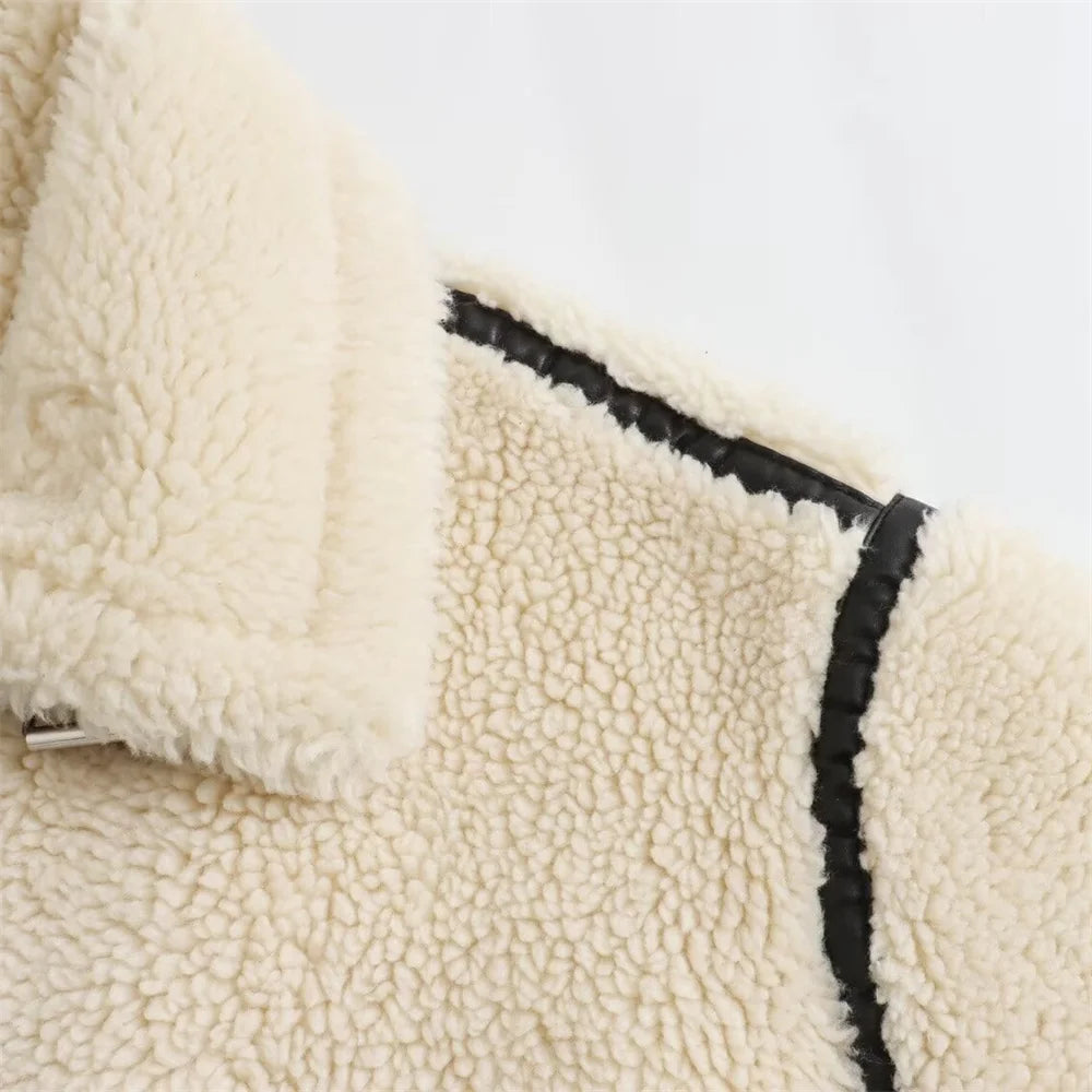 Arwen Contrast-Trim Teddy Jacket