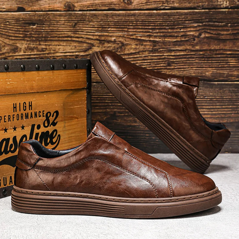 Calnero Genuine Leather Slip-On Sneakers