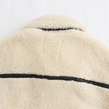 Arwen Contrast-Trim Teddy Jacket