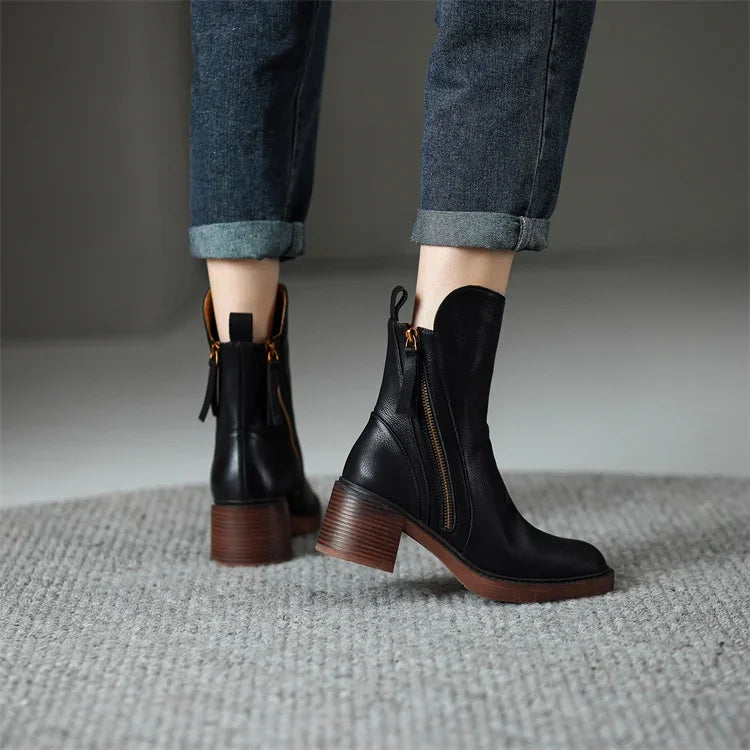 The Dual-Zip Chunky Heel Boot