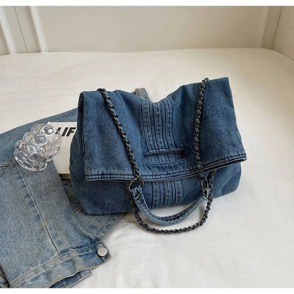 Dalia – Denim Chain Shoulder Bag with Spacious Interior