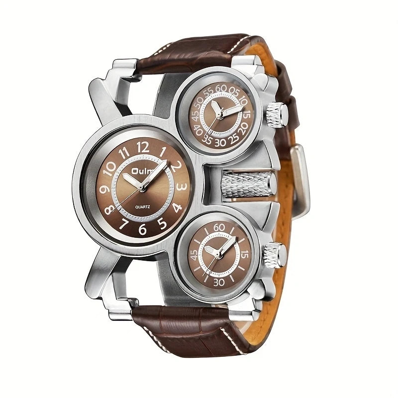 Oulm Classic Leather Strap Watch