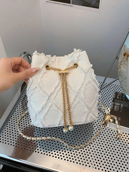 Kaia – Woven Denim Bucket Bag for Casual Style