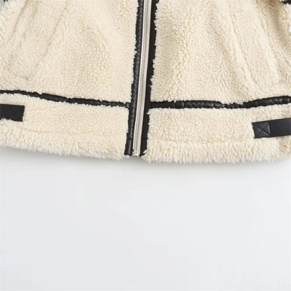 Arwen Contrast-Trim Teddy Jacket