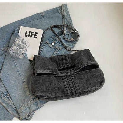 Dalia – Denim Chain Shoulder Bag with Spacious Interior