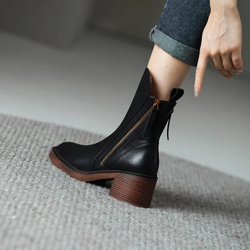 The Dual-Zip Chunky Heel Boot