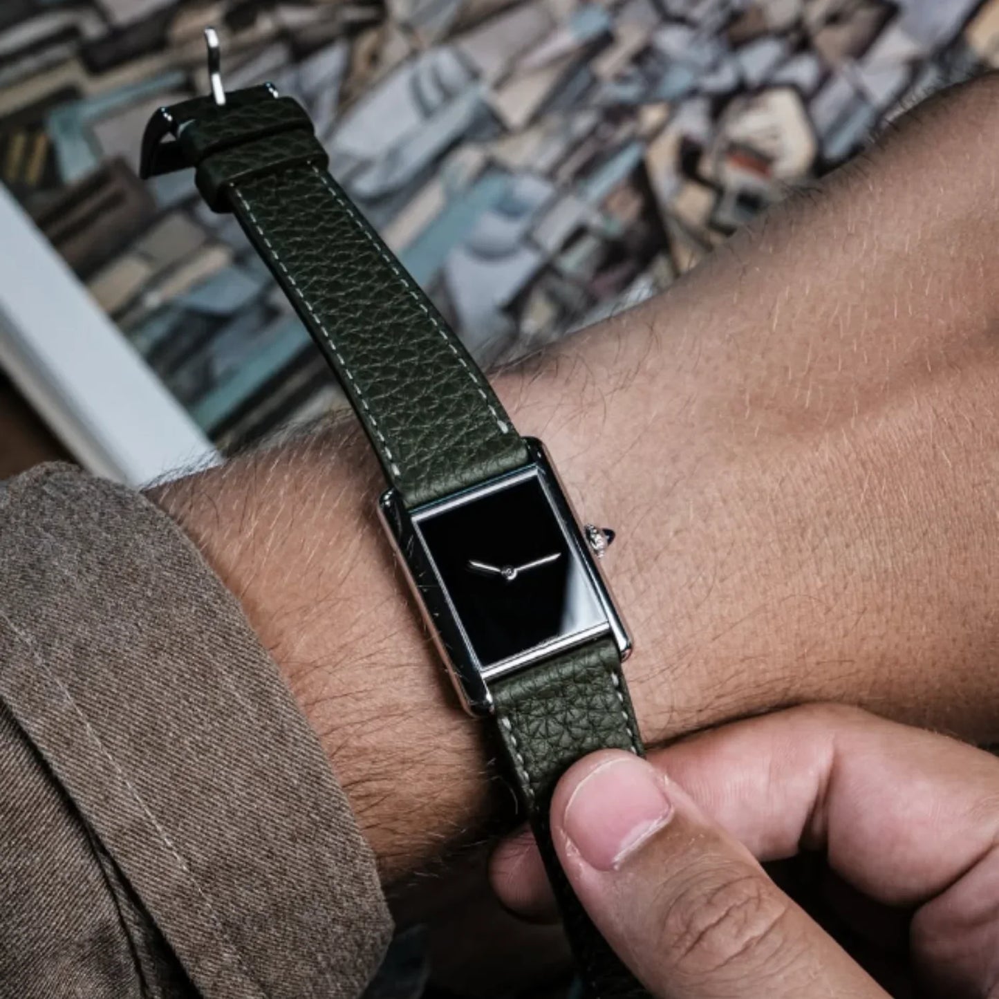 Harrow Square Leather Watch