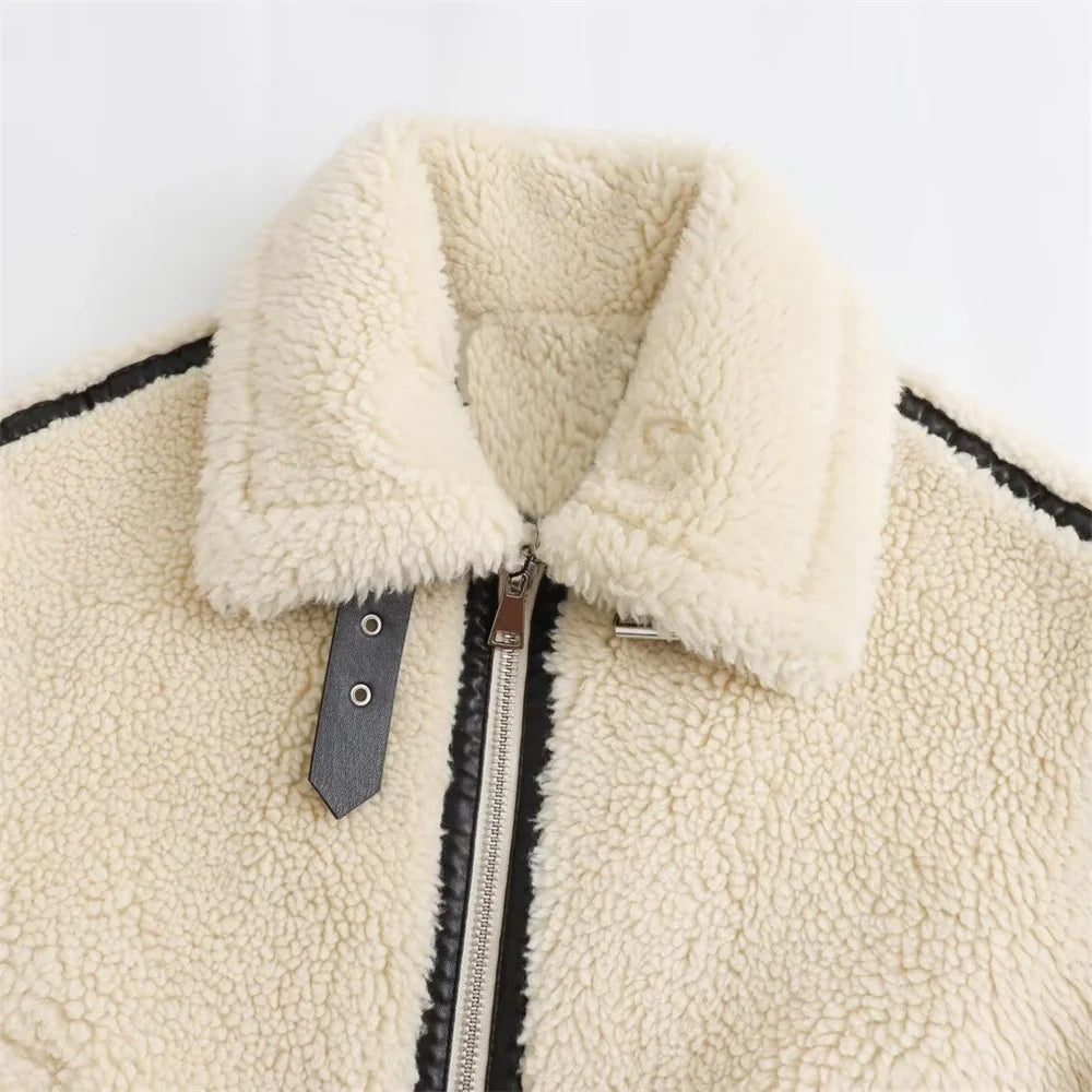 Arwen Contrast-Trim Teddy Jacket