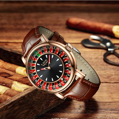 Roulette Dial Leather Watch