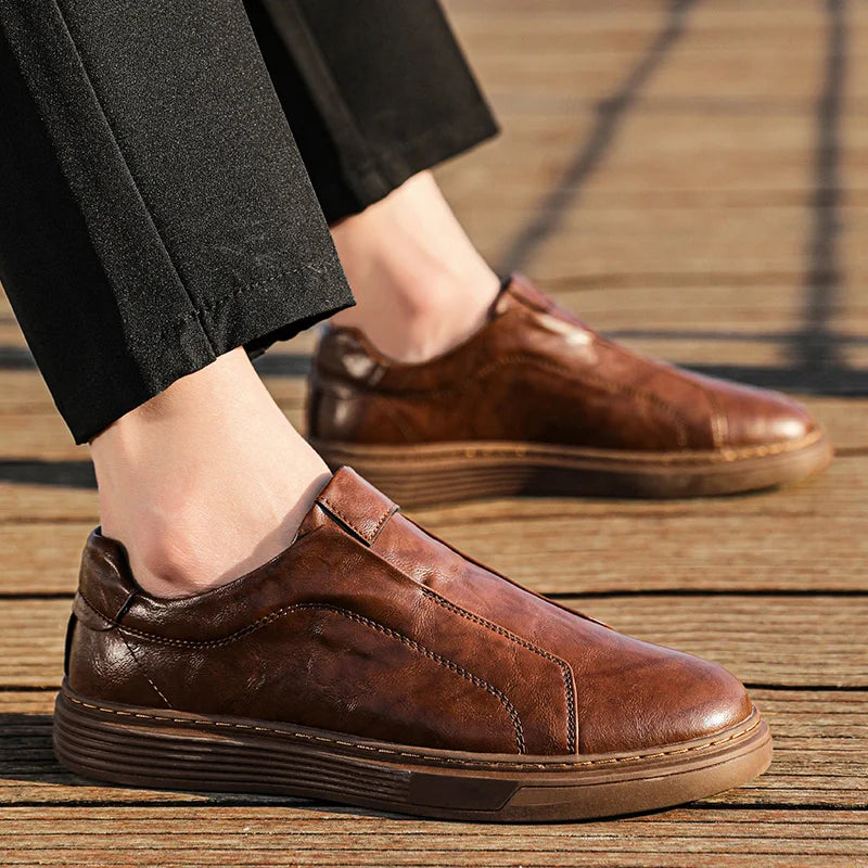 Calnero Genuine Leather Slip-On Sneakers