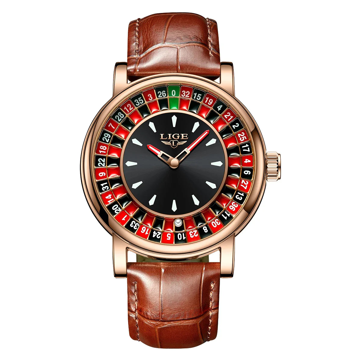 Roulette Dial Leather Watch