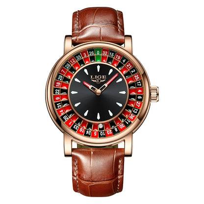 Roulette Dial Leather Watch