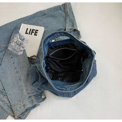 Dalia – Denim Chain Shoulder Bag with Spacious Interior