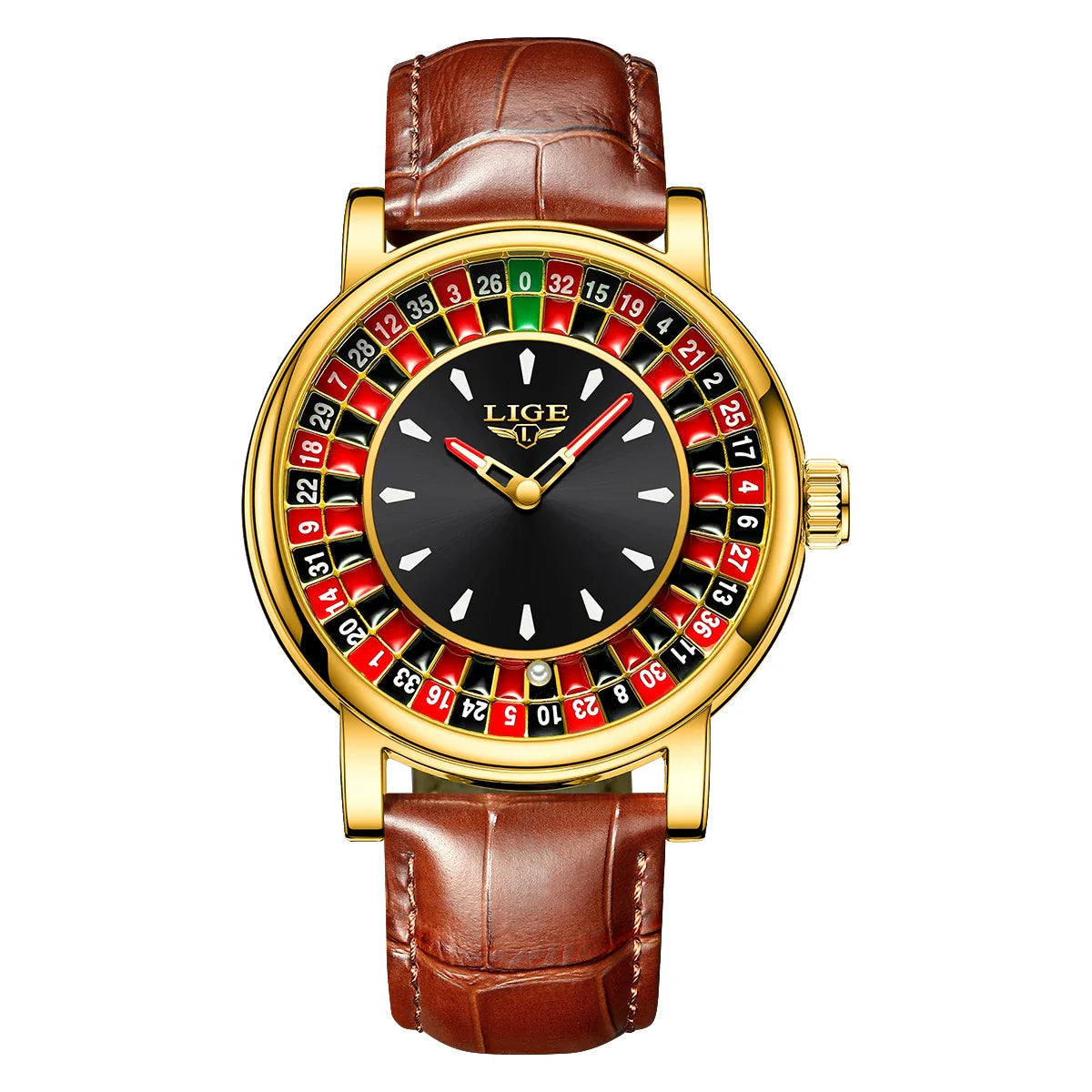 Roulette Dial Leather Watch