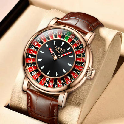 Roulette Dial Leather Watch
