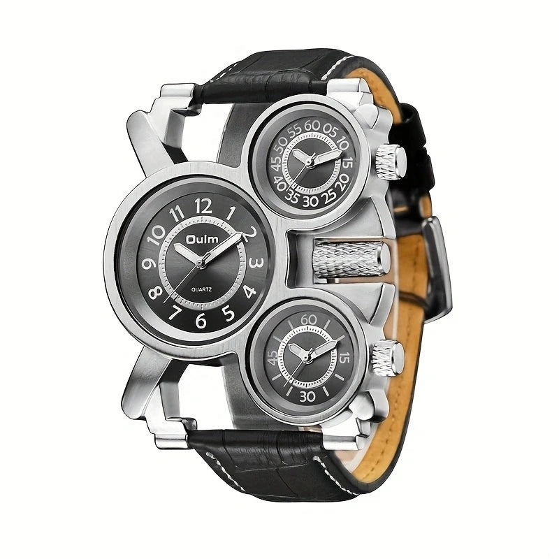 Oulm Classic Leather Strap Watch