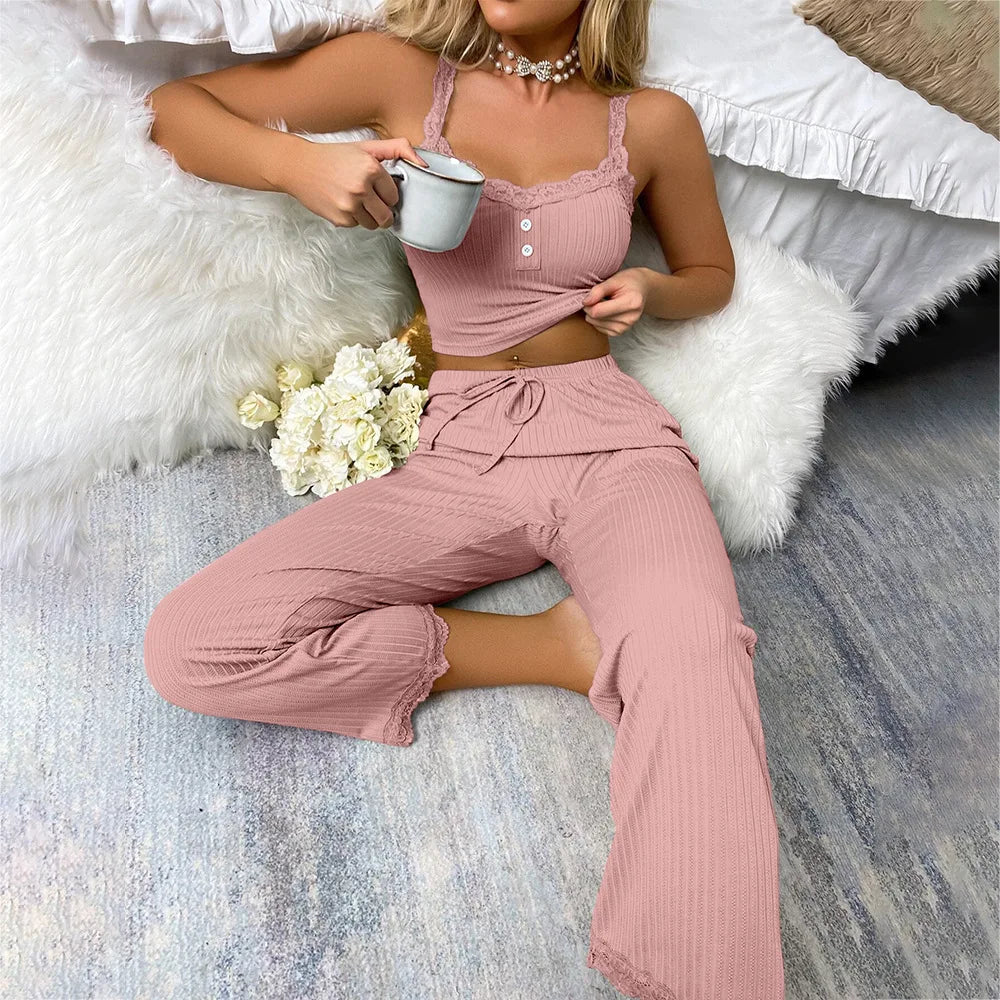 Amber – Elegant Lace Pajama Set