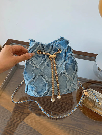 Kaia – Woven Denim Bucket Bag for Casual Style