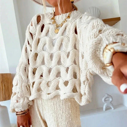 Statement Crochet Fisherman Jumper