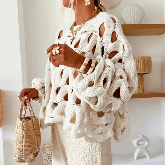 Statement Crochet Fisherman Jumper