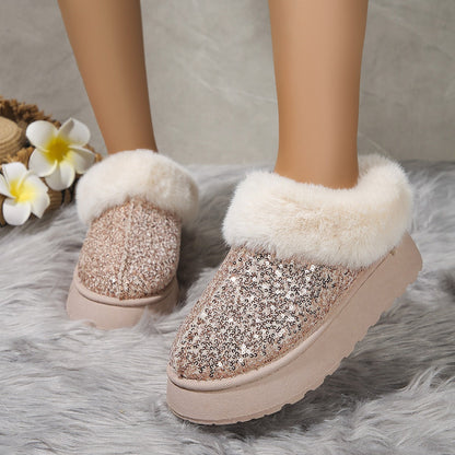 Aurevoir Crystal-Fur Platform Boots