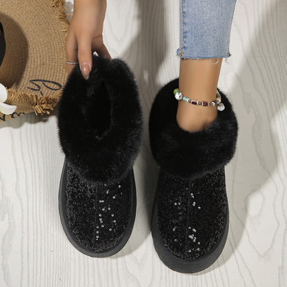 Aurevoir Crystal-Fur Platform Boots