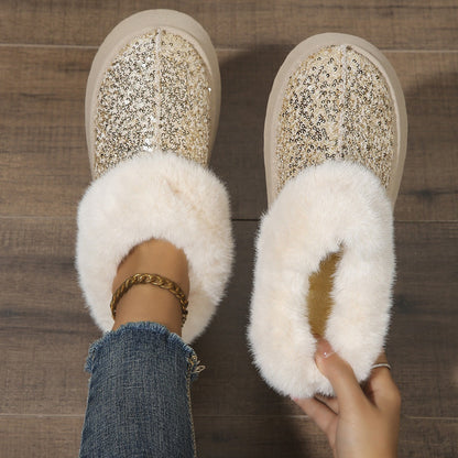 Aurevoir Crystal-Fur Platform Boots