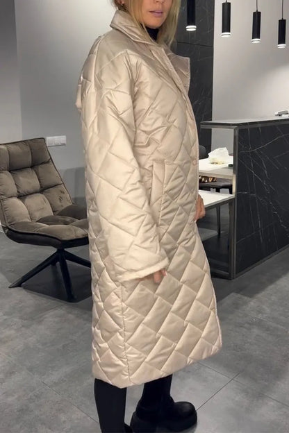 Kendall | Quilted Mid-Length Coat with Leopard Lining