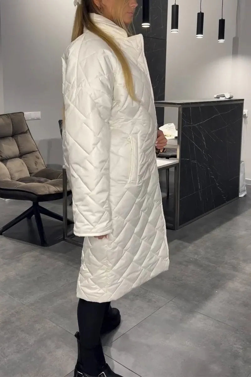 Kendall | Quilted Mid-Length Coat with Leopard Lining