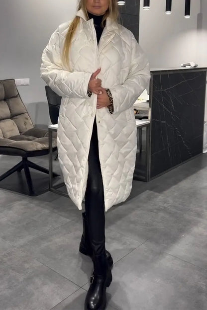 Kendall | Quilted Mid-Length Coat with Leopard Lining